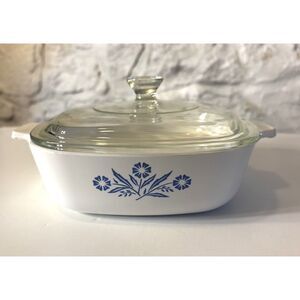 CorningWare Blue Cornflower P-1-B 1 Qt Square Baking Dish Casserole Vintage USA